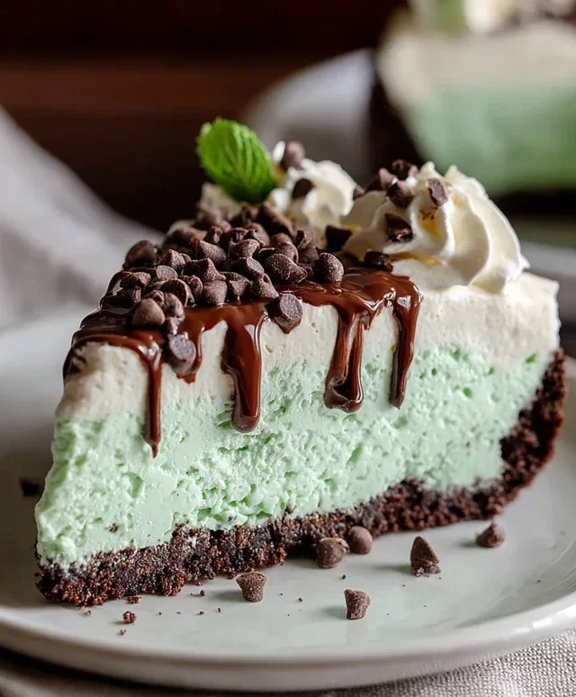 No Bake Mint Chocolate Chip Cheesecake
