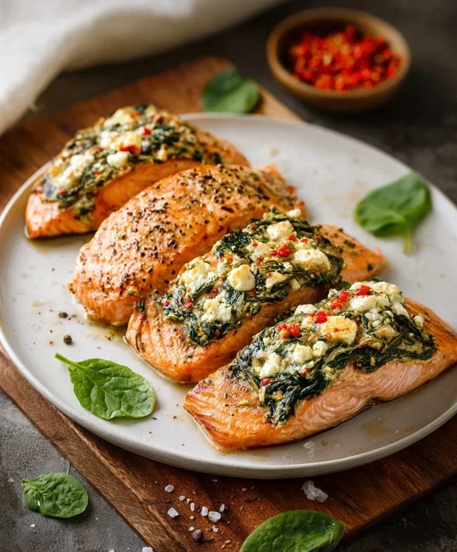 Stuffed Salmon With Spinach & Feta (30 minutes!)