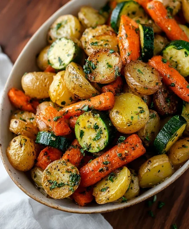 Garlic Herb Roasted Potatoes Carrots and Zucchini