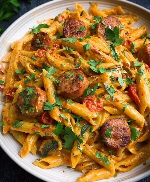 One Pot Creamy Cajun Sausage Pasta (30-Minutes)