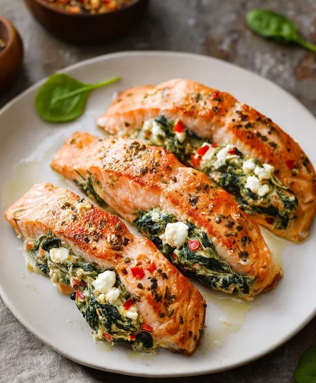 Stuffed Salmon With Spinach & Feta (30 minutes!)
