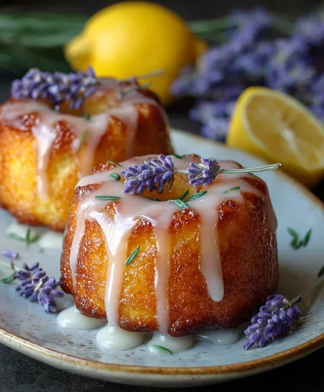 Mini Lemon Cakes With Lavender Glaze