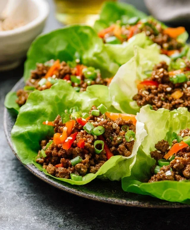 Asian Style Ground Beef Lettuce Wraps