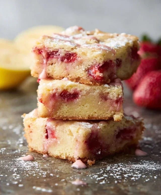 Strawberry Lemon Blondies