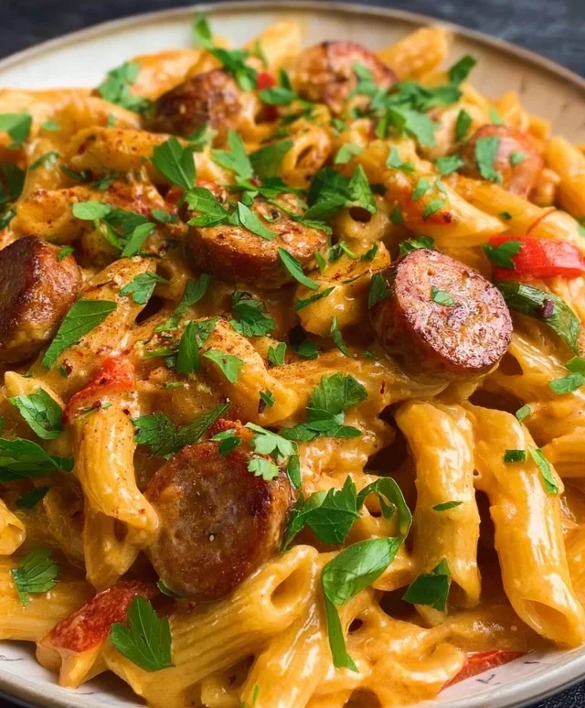 One Pot Creamy Cajun Sausage Pasta (30-Minutes)