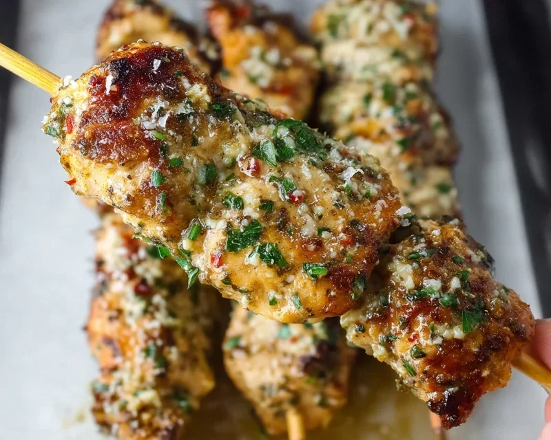 Garlic Parmesan Chicken Skewers