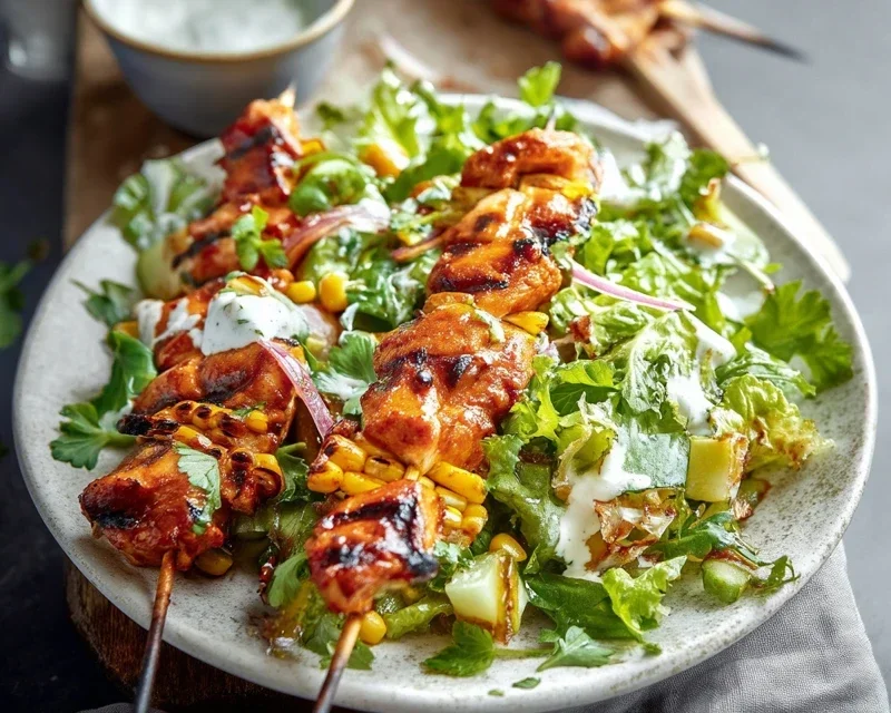 BBQ Chicken Skewer Salad