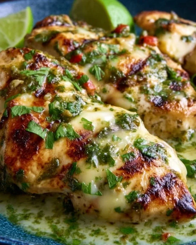 Grilled Salsa Verde Pepper Jack Chicken