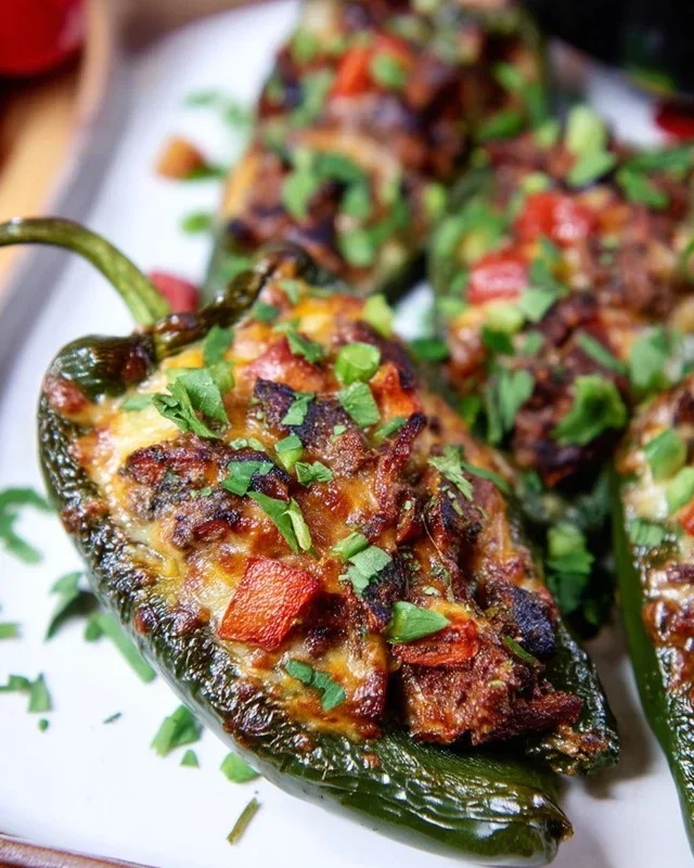 Brisket Stuffed Poblano Peppers
