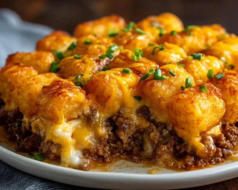 Tater Tot Casserole with Ground Beef