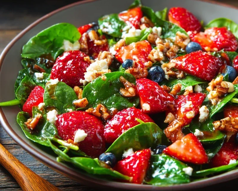Berry Spinach Salad with Blueberries and Raspberries