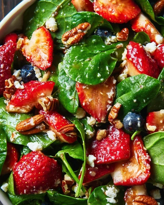 Berry Spinach Salad with Blueberries and Raspberries