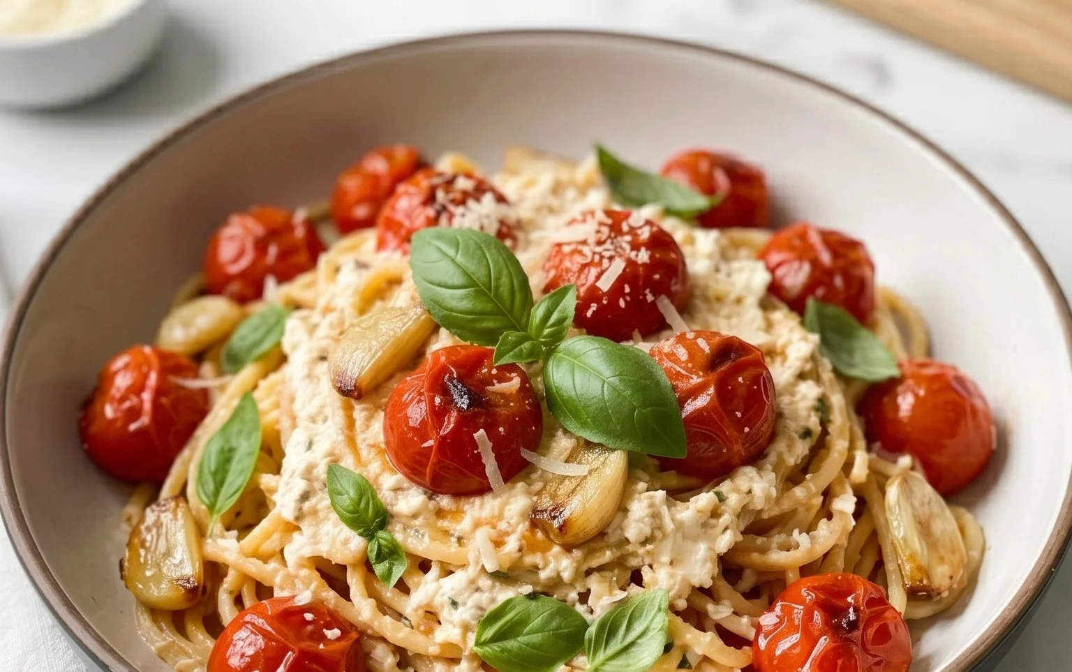 Roasted Tomato and Garlic Ricotta Pasta