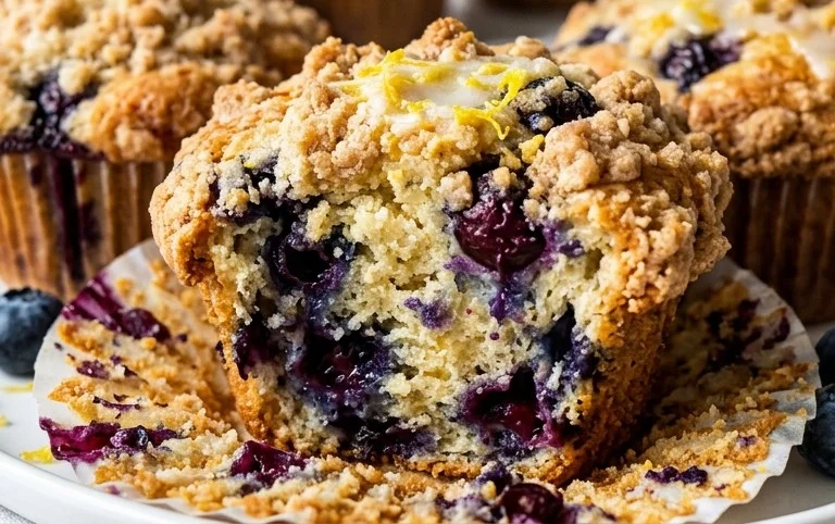 Lemon Blueberry Streusel Muffins