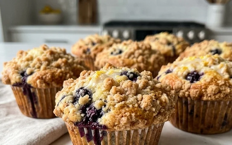 Lemon Blueberry Streusel Muffins