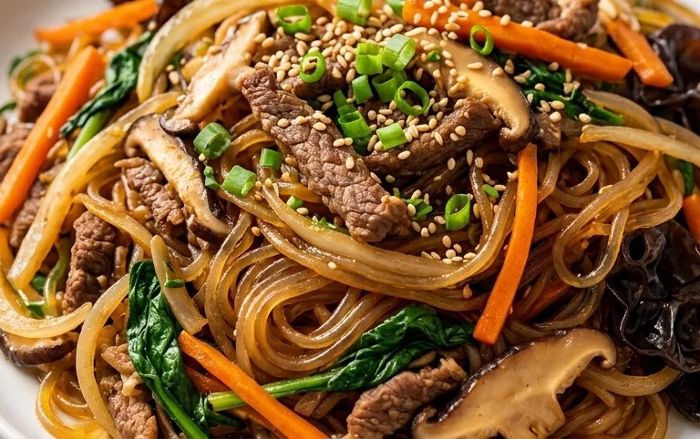 Japchae (Korean Glass Noodle Stir Fry)