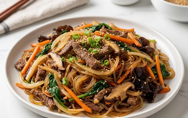 Japchae (Korean Glass Noodle Stir Fry)
