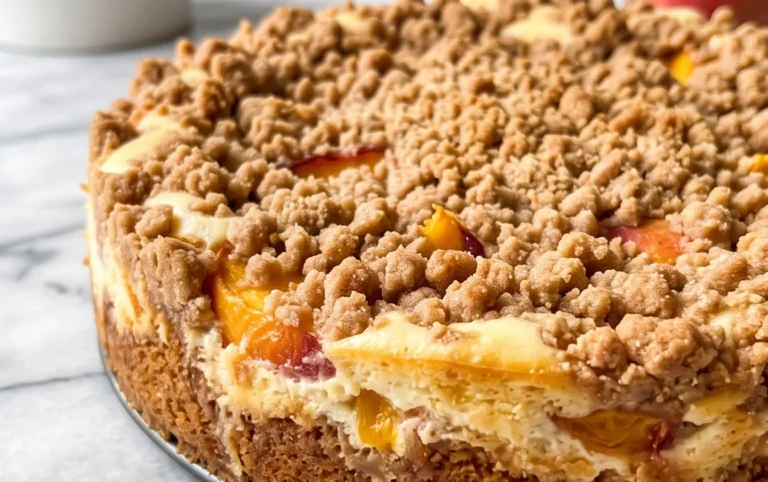 Peach Cream Cheese Cake with Streusel Topping