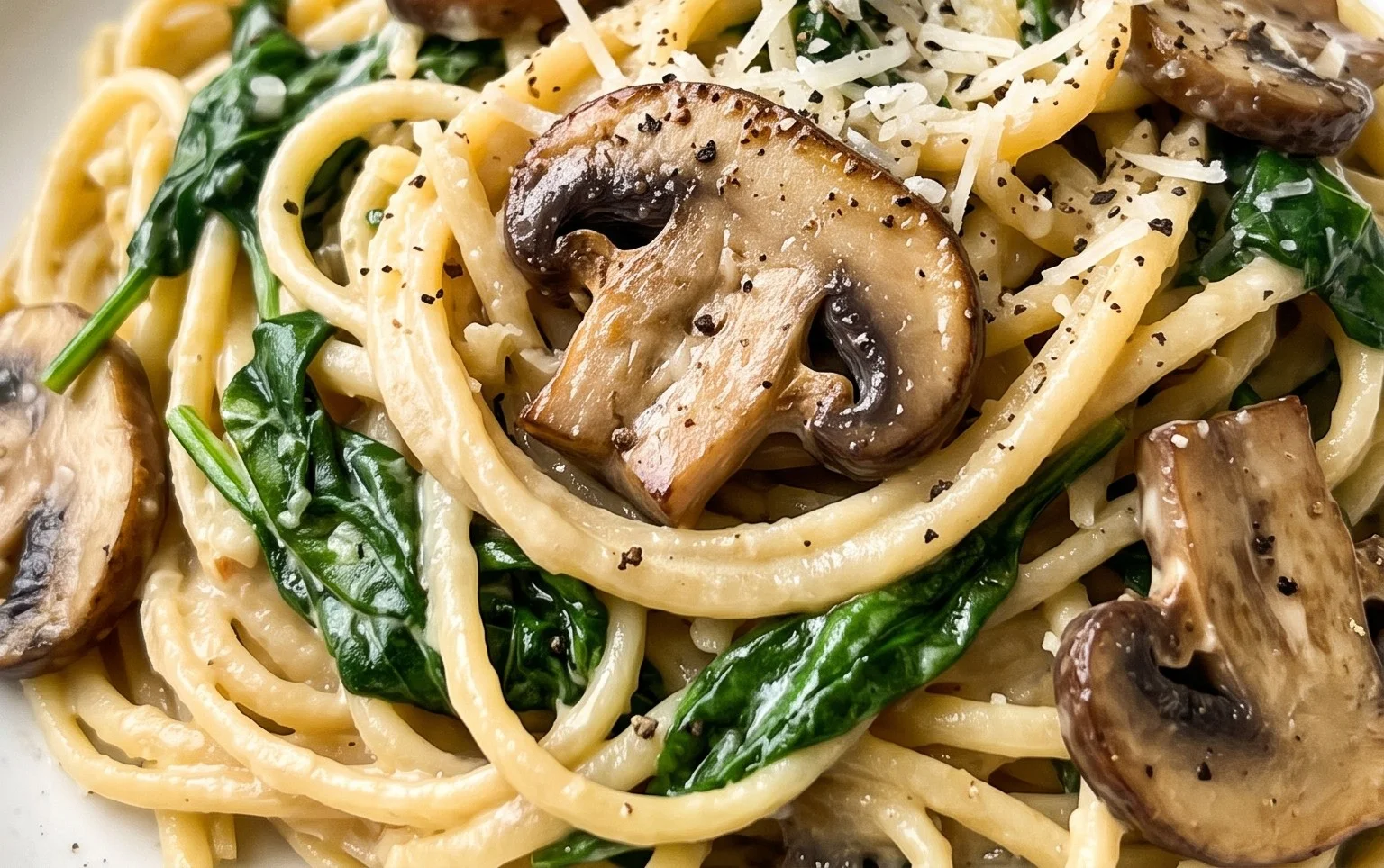 Parmesan Spinach Mushroom Pasta Skillet