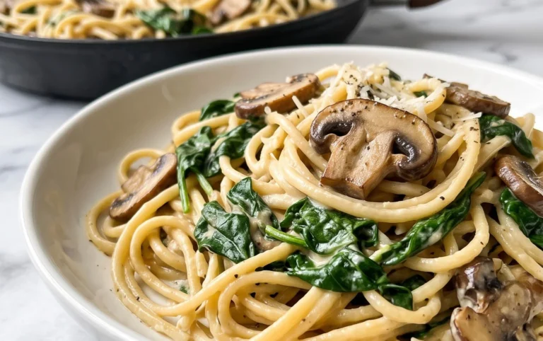 Parmesan Spinach Mushroom Pasta Skillet