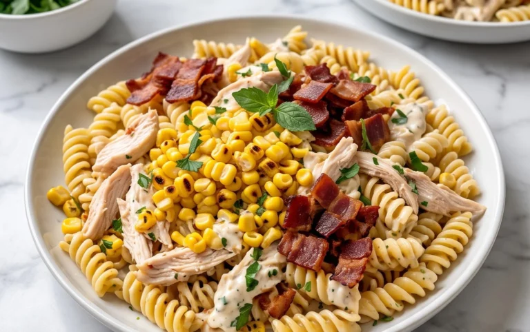 Chicken and Corn Pasta Salad with Beef Bacon