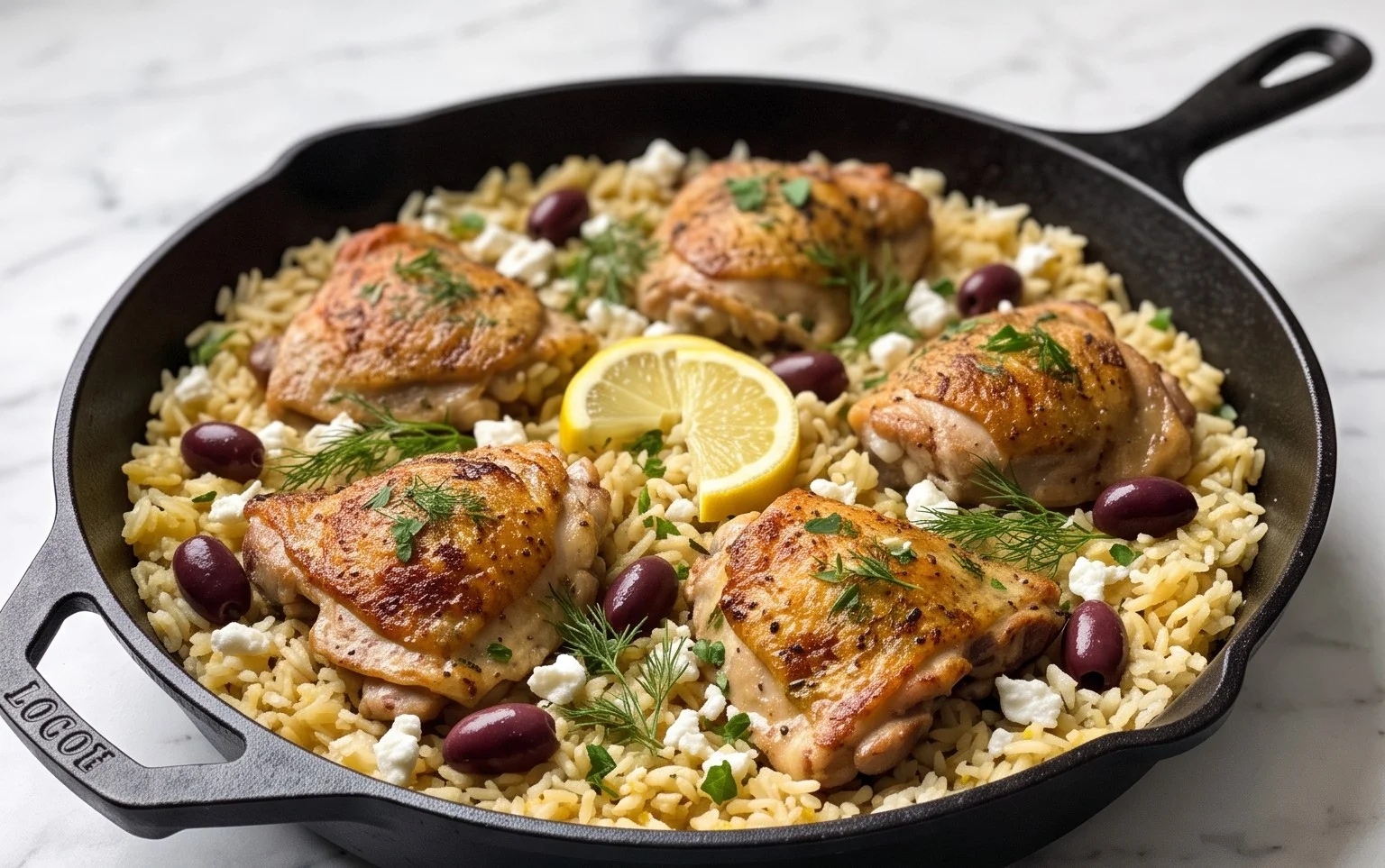 Greek Chicken and Lemon Rice (30 Minutes, One-Pot)