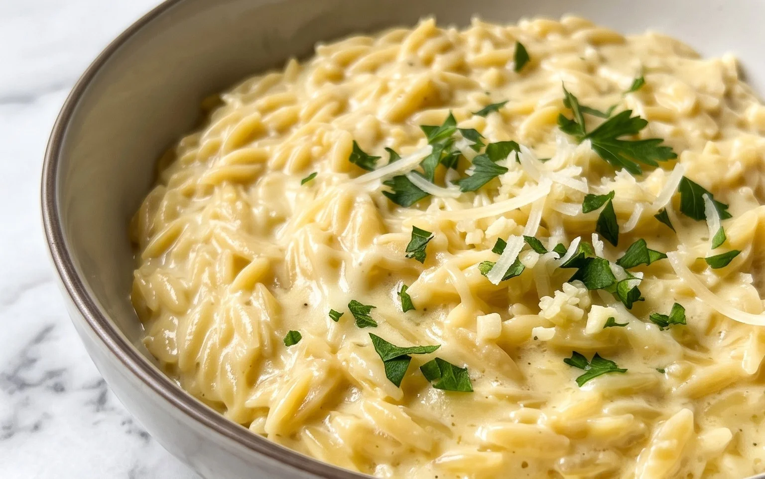 Creamy Garlic Parmesan Orzo