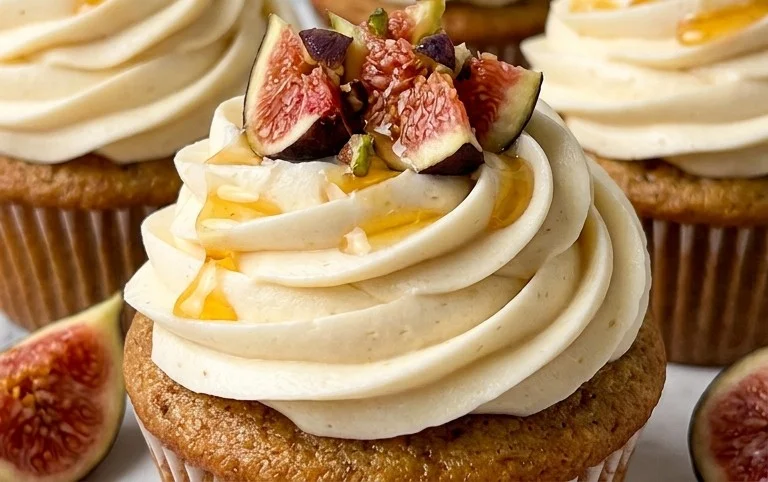 Fig Cupcakes with Honey Cream Cheese Frosting