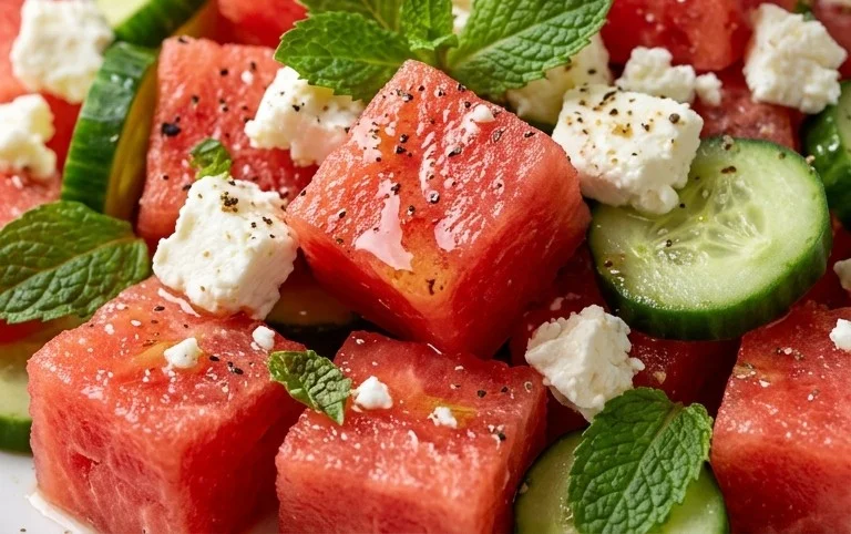 Watermelon Salad with Cucumber and Feta