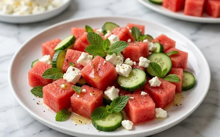 Watermelon Salad with Cucumber and Feta